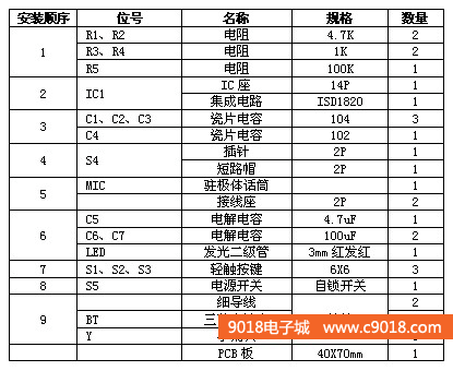 10秒语音录放电路电子制套件/散件