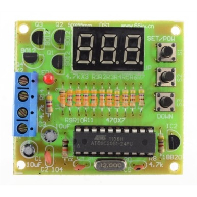 DS18B20+AT89C2051单片机温度控制器(温控器)电路电子制作套件/散件