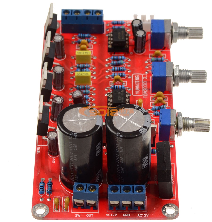 LM1875+NE5532 2.1声道低音炮高保真发烧功放板（成品板 25WX2+50W超低音）