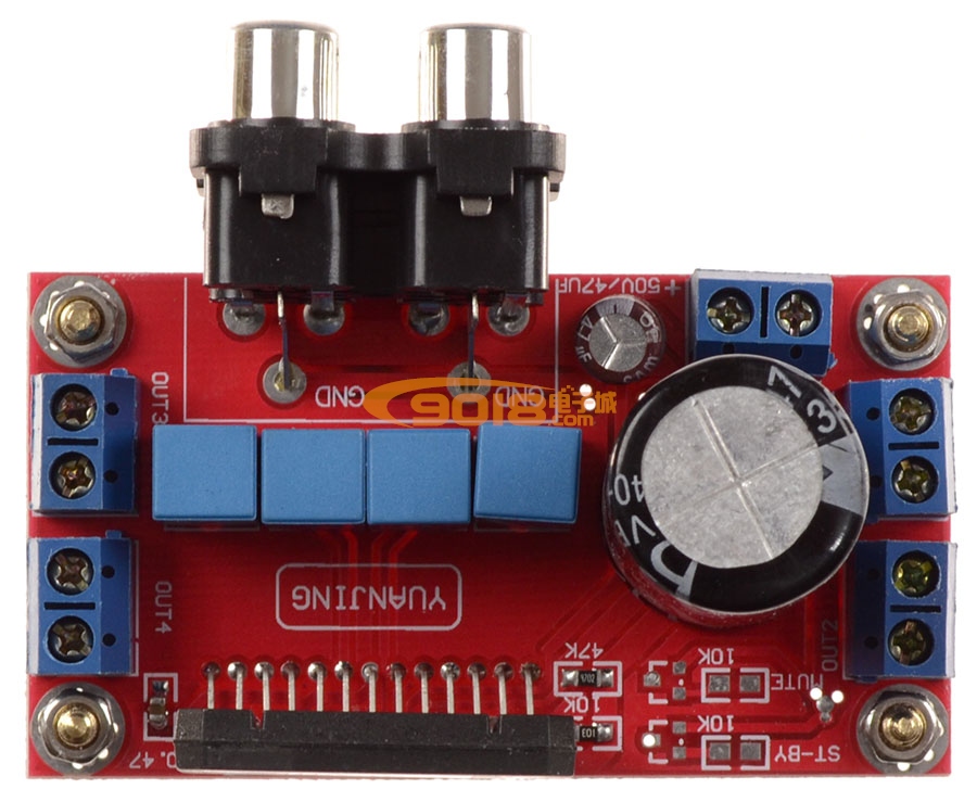 TDA7850四声道大功率高保真发烧功放板 成品板 单电源12V供电 汽车载功放板