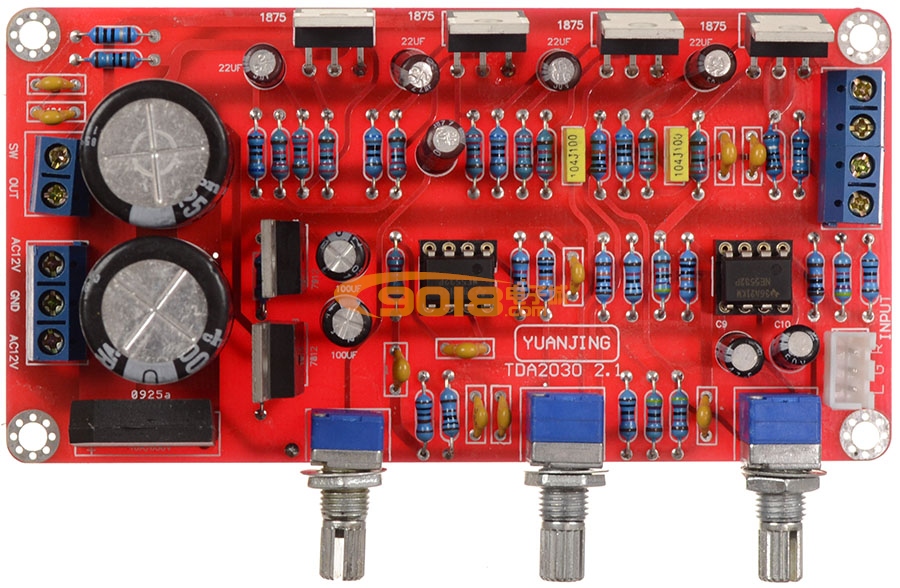 LM1875+NE5532 2.1声道低音炮高保真发烧功放板（成品板 25WX2+50W超低音）