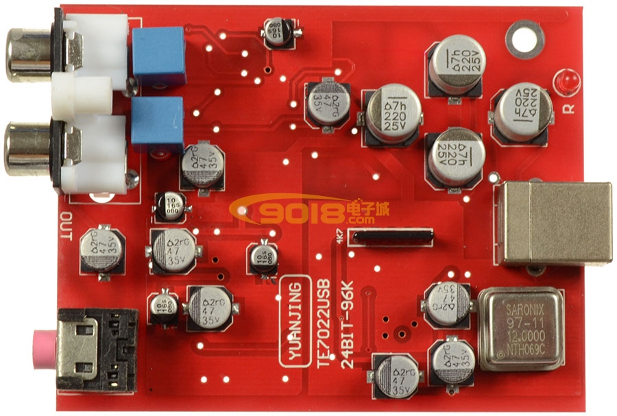 TE7022 24BIT-96K USB DAC 解码板/高保真电脑声卡 可推耳机