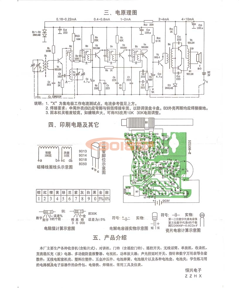 恒兴HX108七管7管超外差式中波AM调幅收音机套件或成品机