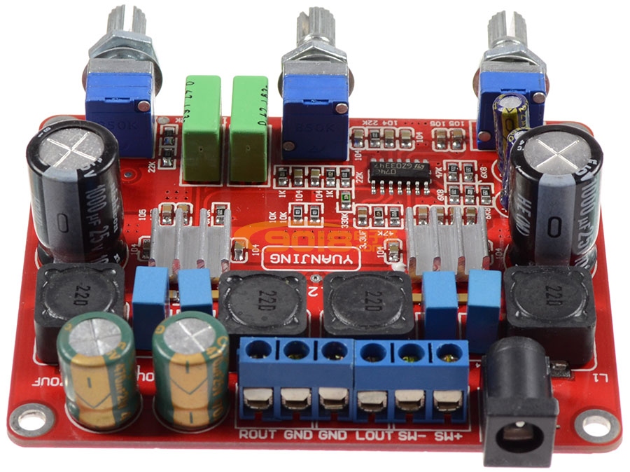 高性能 TPA3123 2.1低音炮三声道D类数字功放板（2X25W+50W)