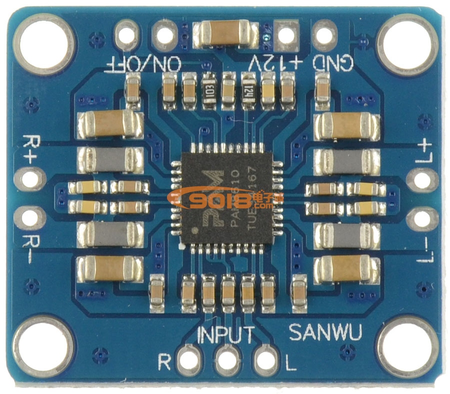 超小迷您D类数字功放板 PAM8610 双声道/立体声 10W*2 DC12V供电