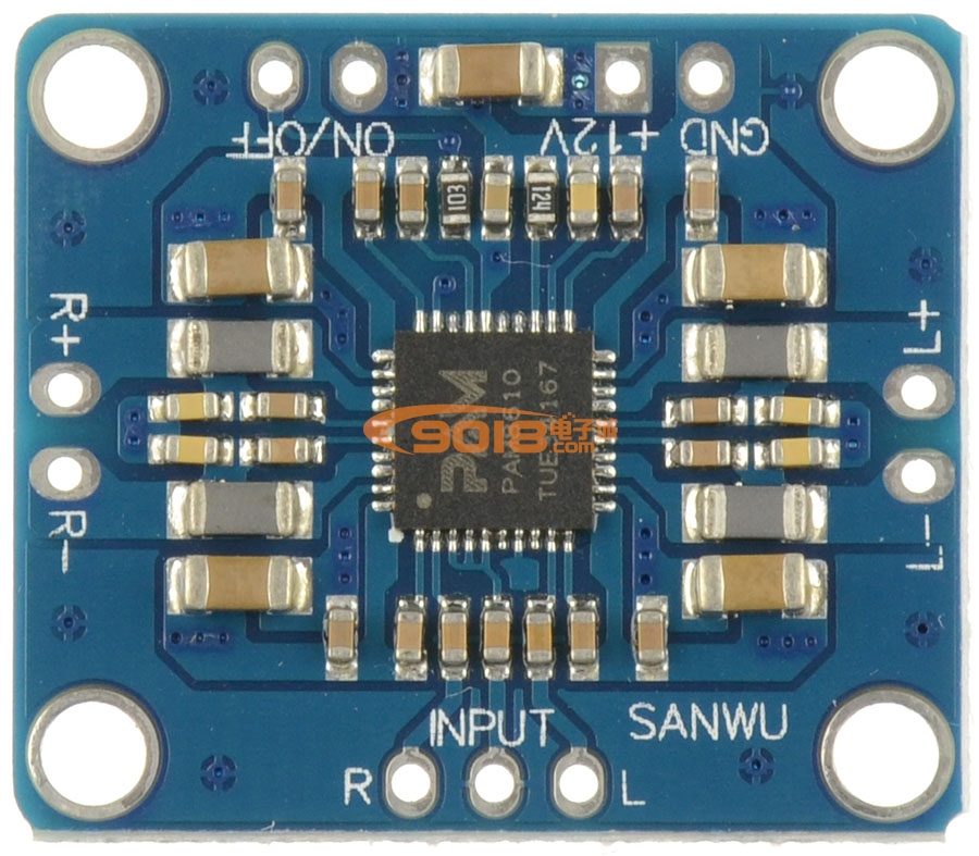 超小迷您D类数字功放板 PAM8610 双声道/立体声 10W*2 DC12V供电