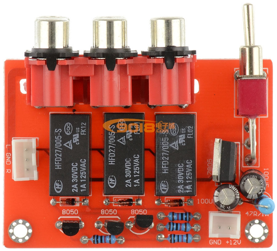 三路音频信号输入切换板 成品板