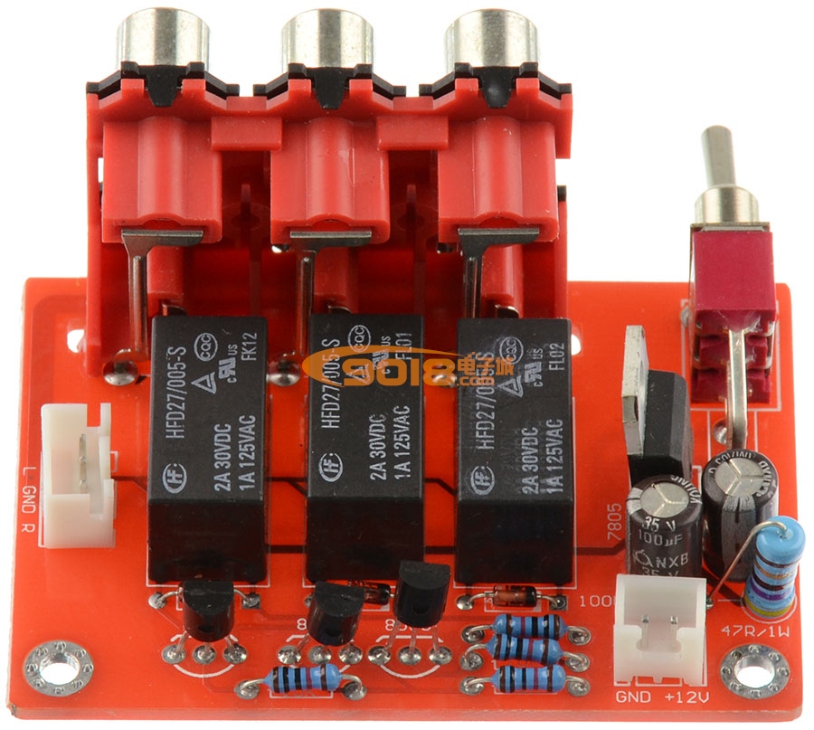 三路音频信号输入切换板 成品板