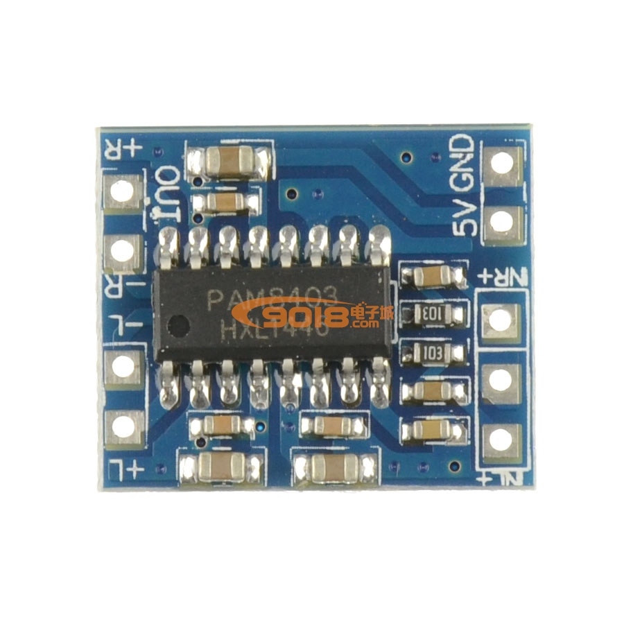 超小迷您D类数字功放板 PAM8403 双声道/立体声 3W*2 USB5V供电