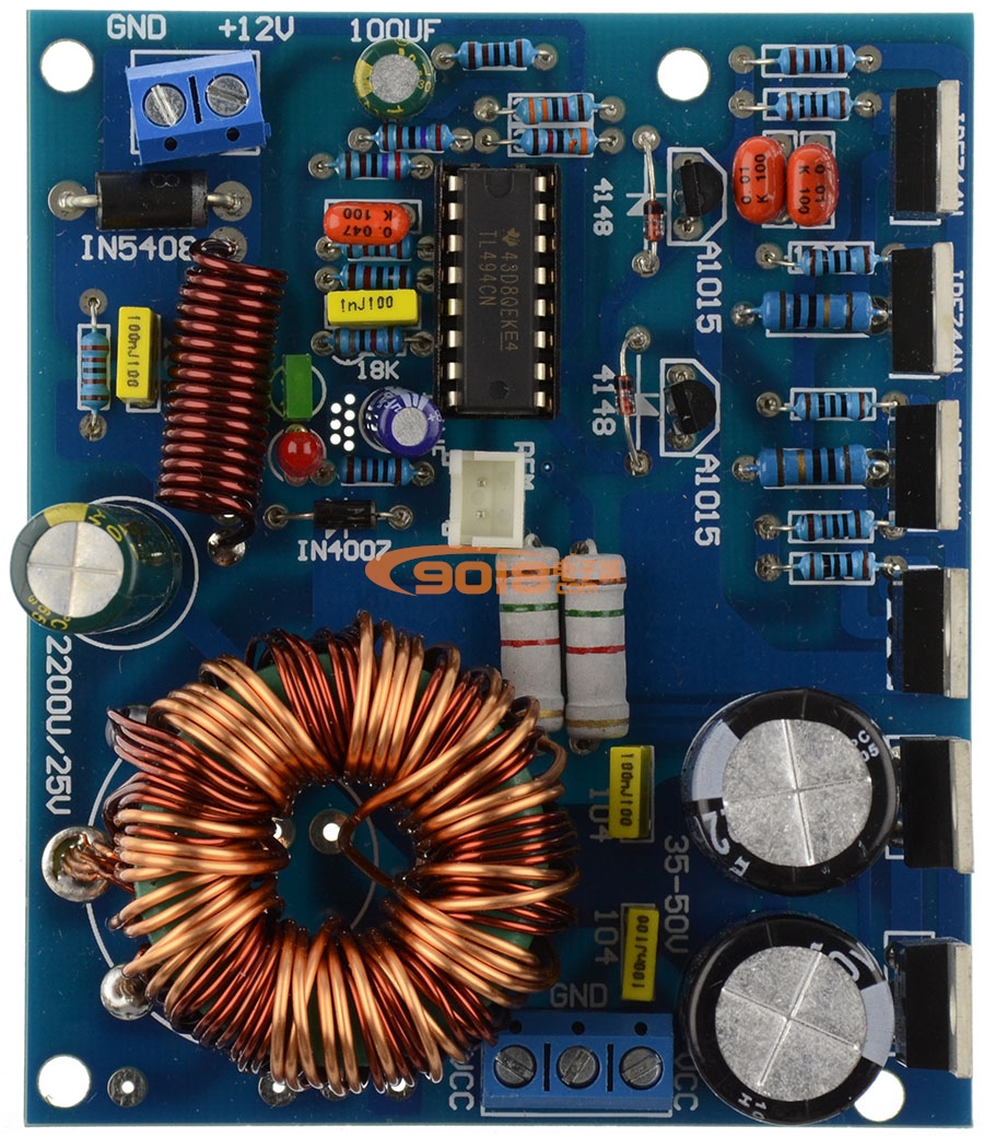 180W汽车功放升压开关电源板（单DC12V转正负±10~35V输出 可调压）