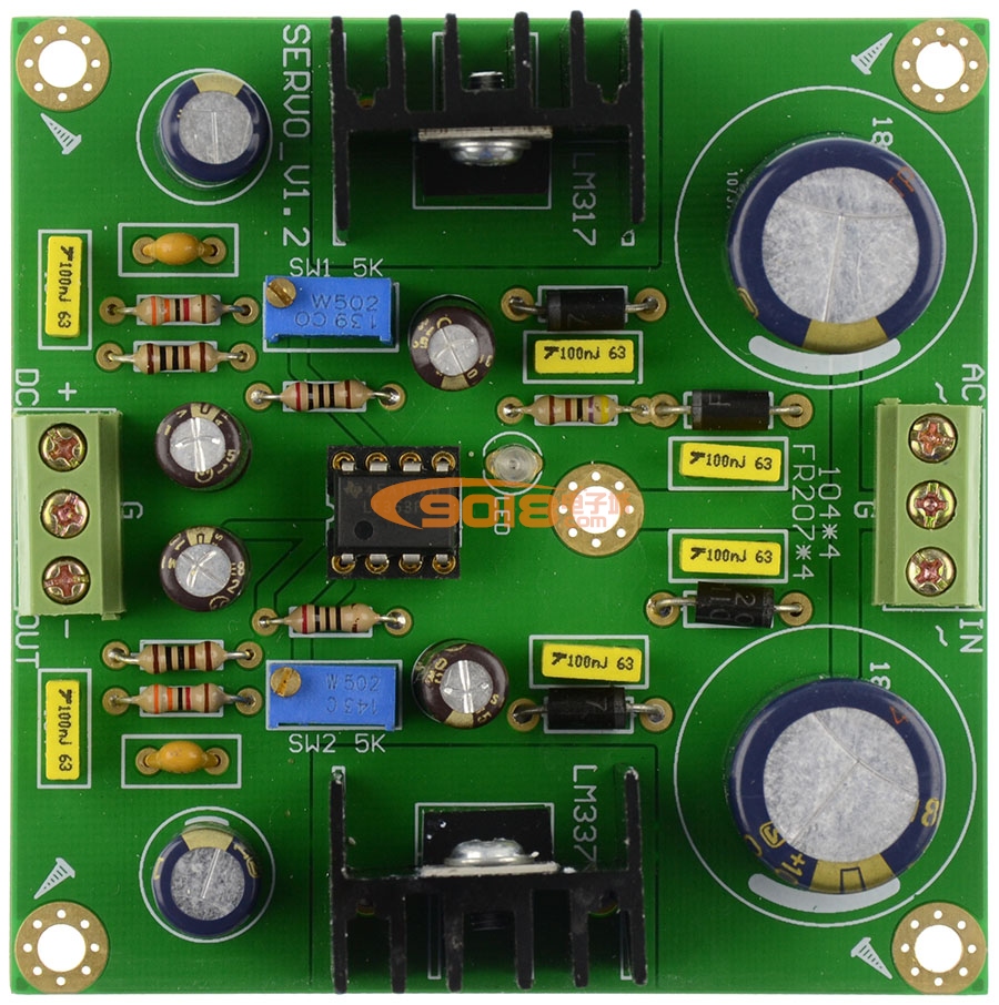 LM317/337+LF353直流伺服稳压可调电源板 成品板 带整流滤波