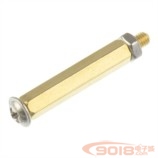 M3单通六角铜柱 螺纹3MM*长25+6MM 配螺母 螺丝 PCB线路板 电路板 支撑固定