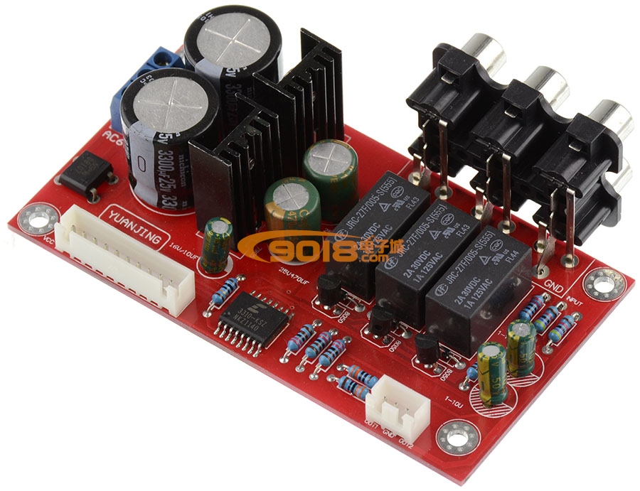 CS3310电子音量控制前级放大成品板 三路音频切换 带遥控器、LCD显示面板