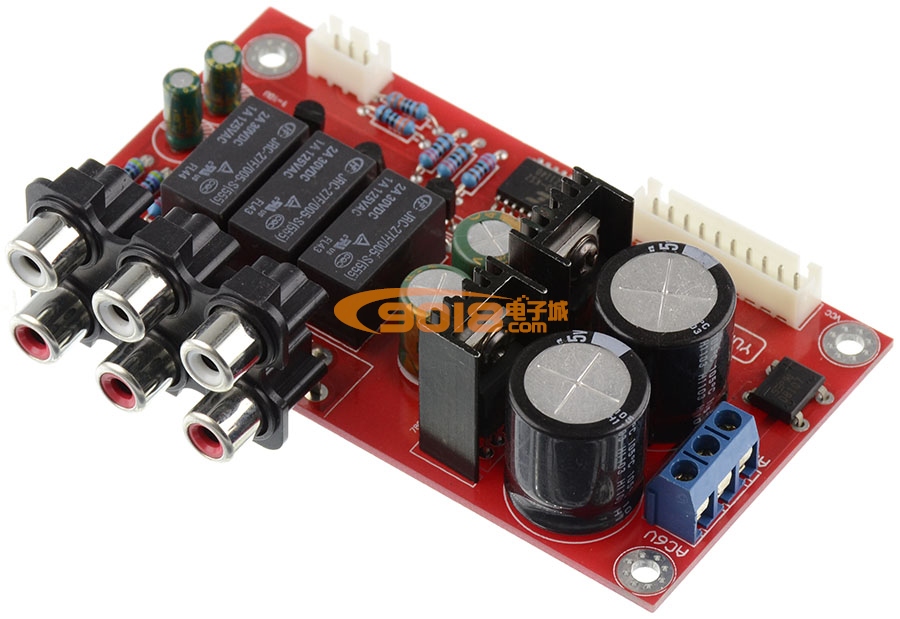 CS3310电子音量控制前级放大成品板 三路音频切换 带遥控器、LCD显示面板