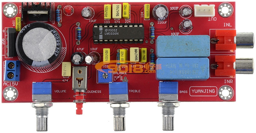LM1036N直流控制发烧功放前级音调板 成品板（红色板）