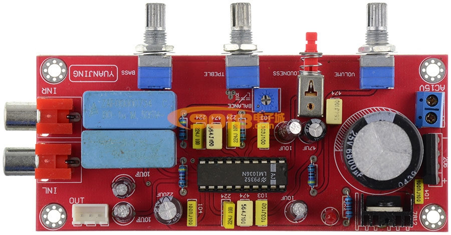 LM1036N直流控制发烧功放前级音调板 成品板（红色板）