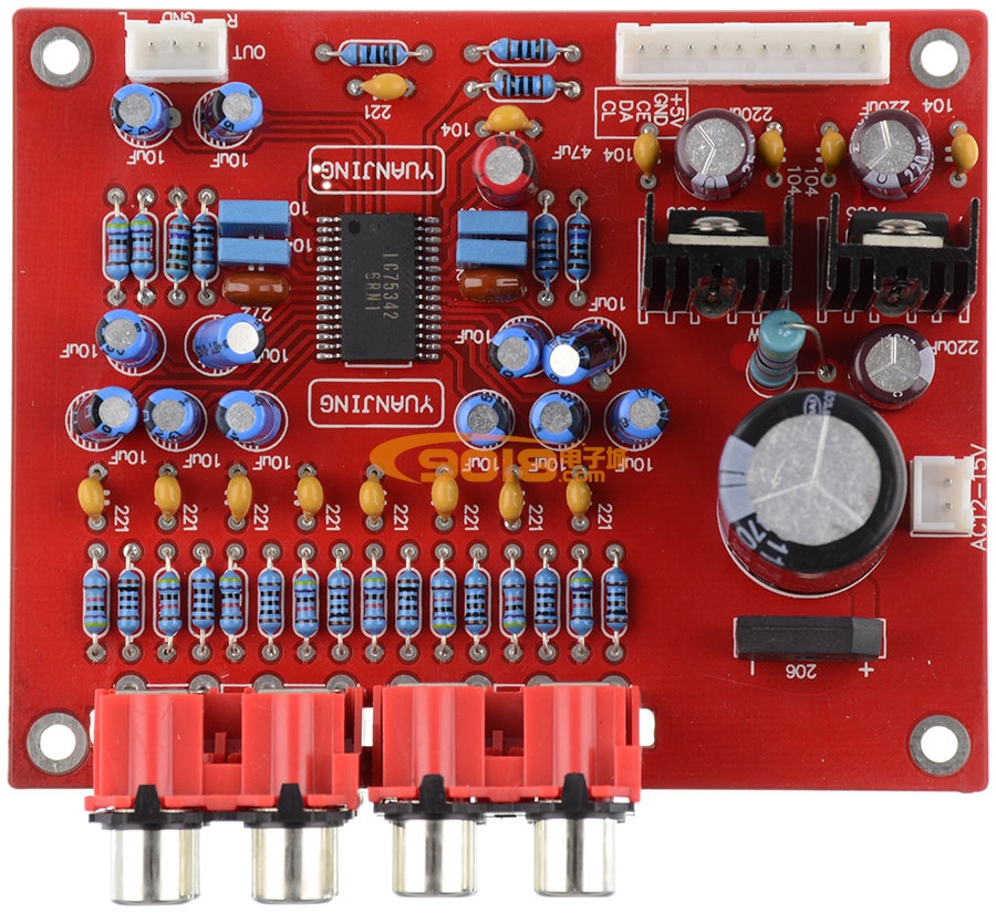 LC75342电子音调板 功放前置板 带遥控 四路音源输入(可调高低音)
