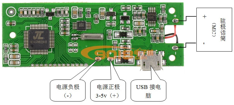 FM调频发射模块/微型无线麦克风内置电路板/电脑音频发射器