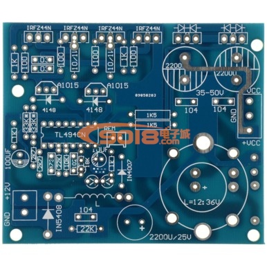 180W汽车功放升压开关电源板PCB空板 单DC12V转双±12~35V输出