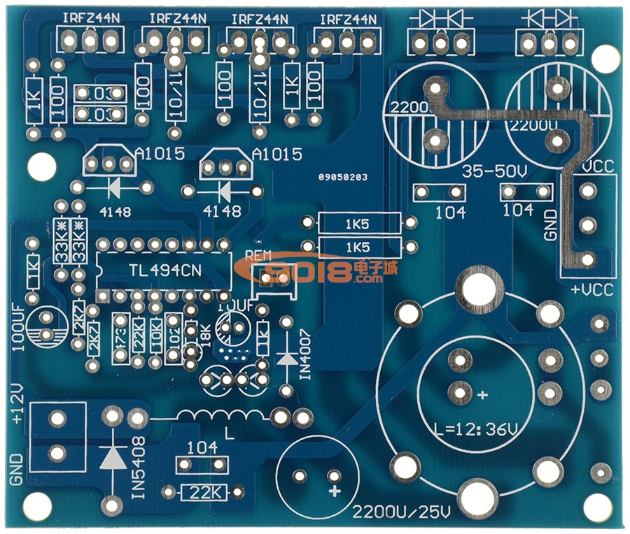 180W汽车功放升压开关电源板PCB空板 单DC12V转双±10~35V输出