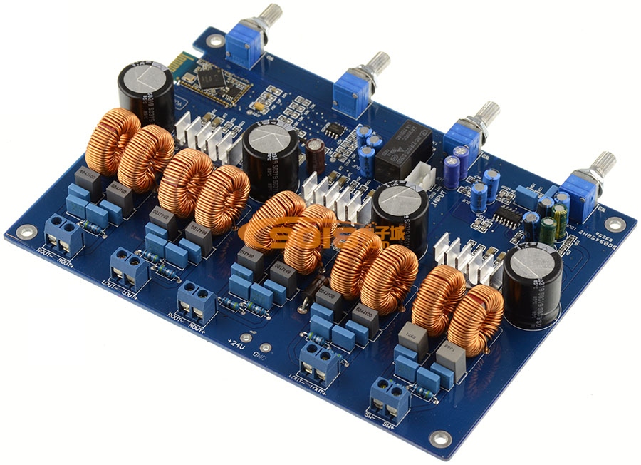 TPA3116 4.1声道蓝牙功放板 带低音炮五声道D类数字功放板