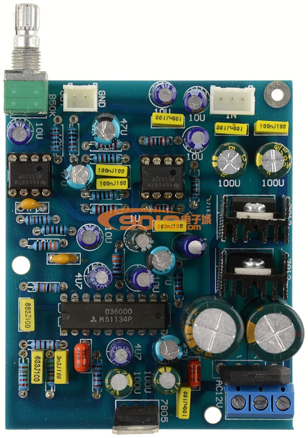 M51134P+NE5532低音炮前级板 数字超重低音板 低通滤波激励器 电子分频 低音炮功放前置板