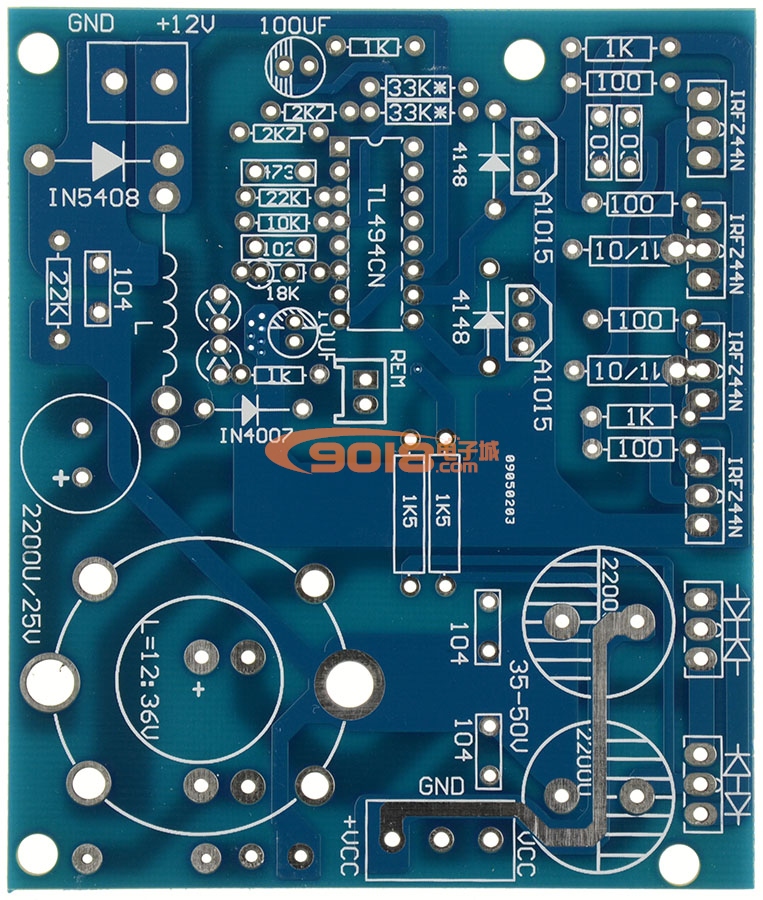 180W汽车功放升压开关电源板PCB空板 单DC12V转双±10~35V输出