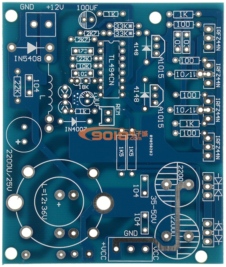 180W汽车功放升压开关电源板PCB空板 单DC12V转双±10~35V输出