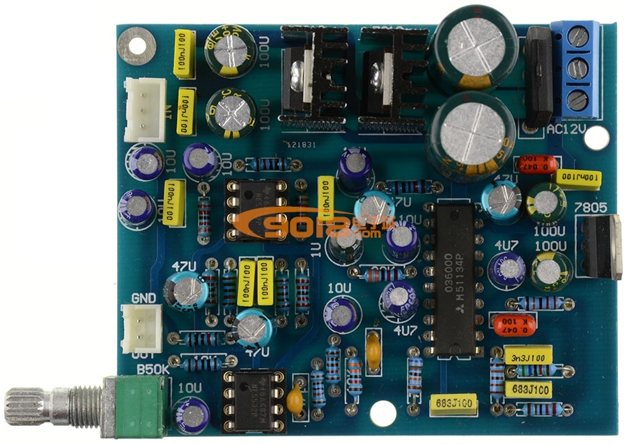 M51134P+NE5532低音炮前级板 数字超重低音板 低通滤波激励器 电子分频 低音炮功放前置板