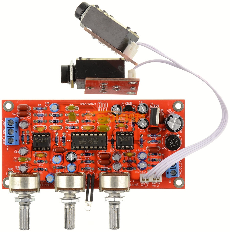 卡拉OK板 话放音效板PT2399 NE5532前级麦克风信号放大板 成品板