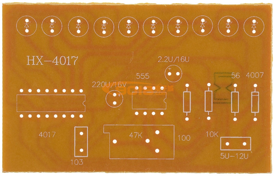 恒兴HX-4017 LED流水灯数字电路套件 diy散件（含电池盒）