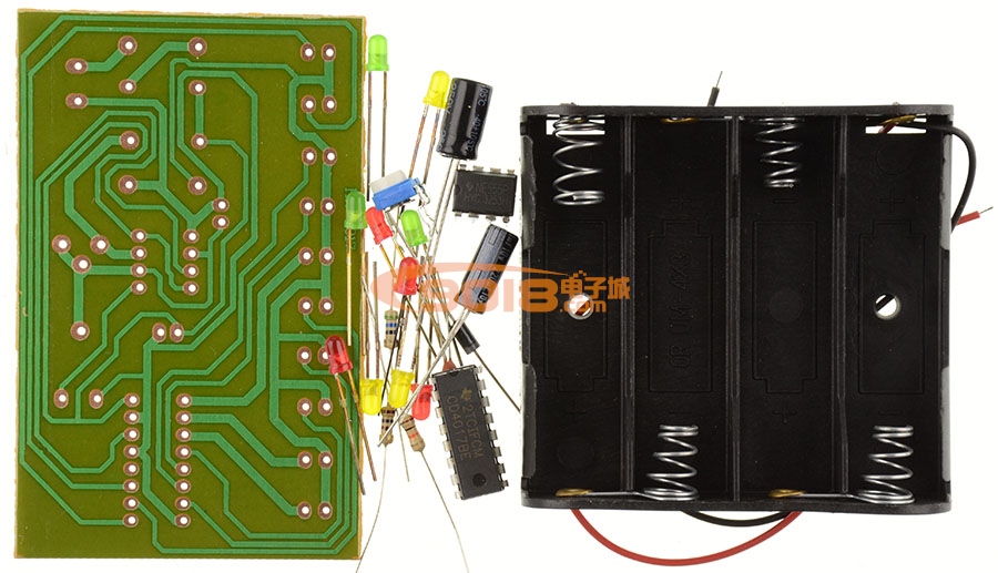 恒兴HX-4017 LED流水灯数字电路套件 diy散件（含电池盒）