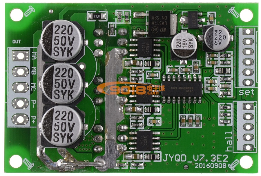 12-36V直流无刷电机驱动板 有感霍尔马达控制器 PWM方波电子调速器