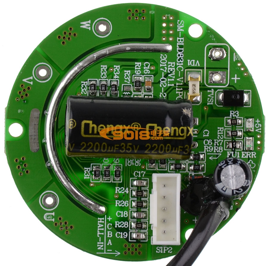 圆形外径57MM 100W DC12-24V直流无刷电机驱动板 有感有霍尔马达控制器 PWM方波电子调速器