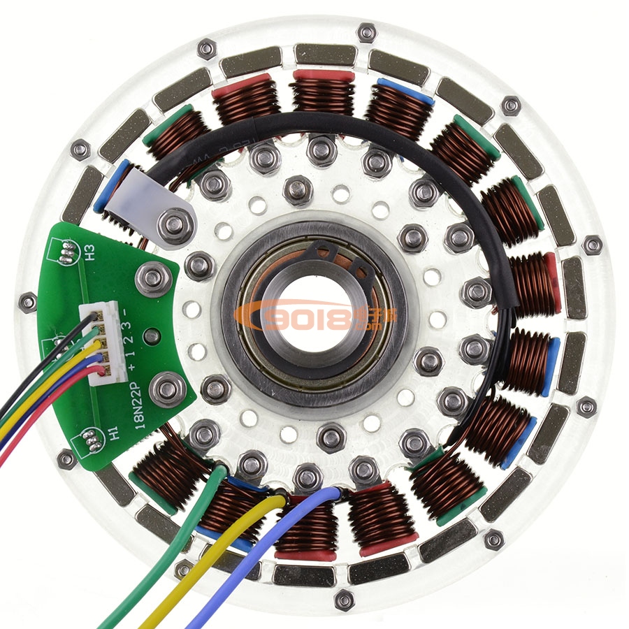 18N22P盘式无刷电机 发电机 空心轴 扁平多极马达 直径112*24MM 已绕线成品机