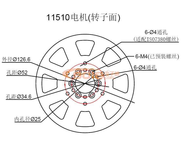 昊极11510/400W小空心轴盘式三相永磁无刷直流电机 扁平 多极 超薄 有感带霍尔马达