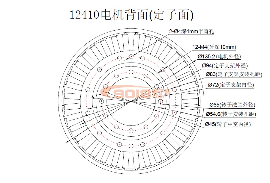 昊极12410/3.3Nm空心轴永磁直流无刷电机马达 低速力矩型 盘式超薄扁平 多极 有感带霍尔
