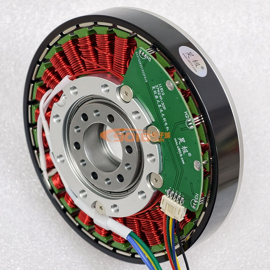 昊极11510/3.6Nm小空心轴盘式三相永磁无刷直流电机 扁平 多极 超薄 有感带霍尔马达