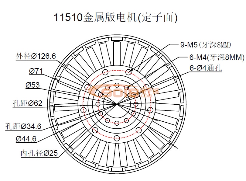 昊极11510/3.6Nm小空心轴盘式三相永磁无刷直流电机 扁平 多极 超薄 有感带霍尔马达