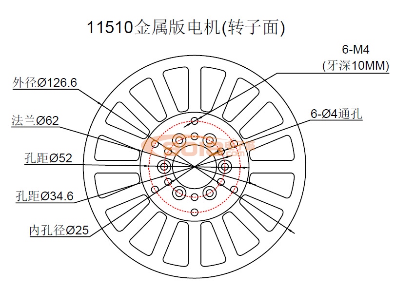 昊极11510/3.6Nm小空心轴盘式三相永磁无刷直流电机 扁平 多极 超薄 有感带霍尔马达